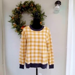 SUSINA Ochre Buffalo Checkered Loose Design Sweater Size S